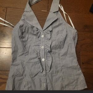 H&M Black and White Striped Halter Crop Top